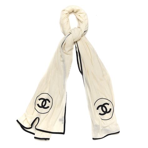 chanel scarf black and white.